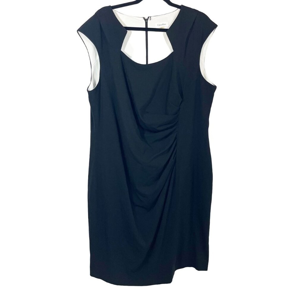 Calvin Klein Black Ruched Cap Sleeve Sheath Dress‎ Business Career - Size 22W